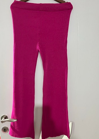 Düğmeli Pembe Kadın Triko Hırka takım - Görsel 3