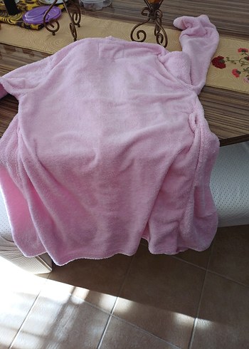 Pastel Pembe welsoft kumaş sabahlık sıcacık - Görsel 2