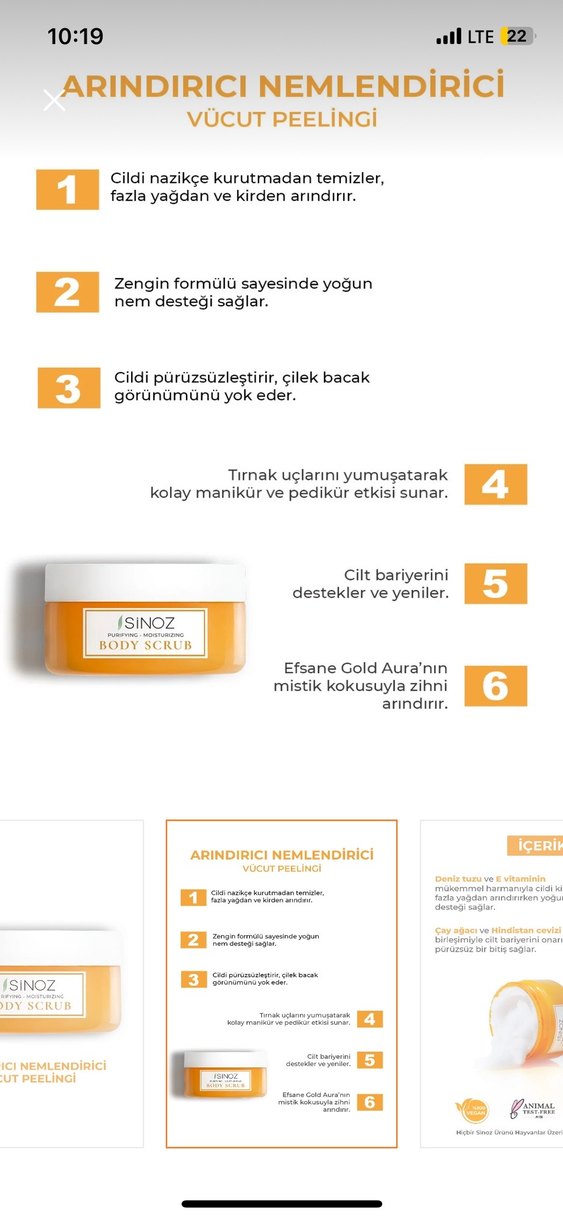 SİNOZ Arındırıcı Nemlendirici Vücut Peelingi - Görsel 3