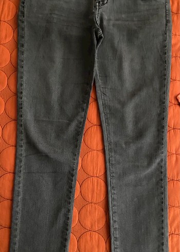 Düğmeli Gri Kadın Kot Pantolon - Görsel 3