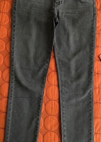 Düğmeli Gri Kadın Kot Pantolon - Görsel 2