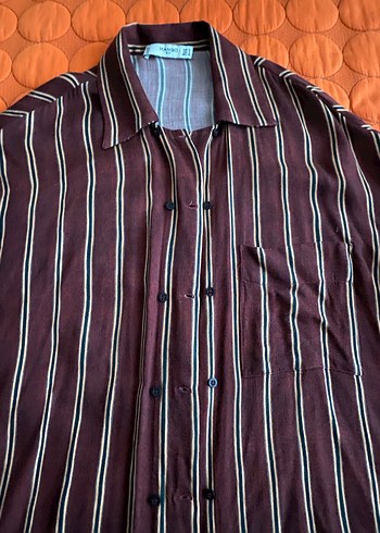 Düğmeli Çizgili Kadın Gömlek - Görsel 5