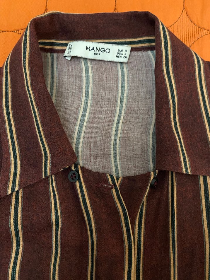 Düğmeli Çizgili Kadın Gömlek - Görsel 2