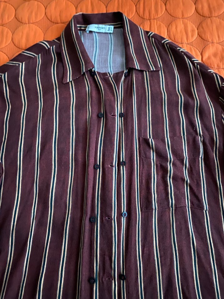 Düğmeli Çizgili Kadın Gömlek - Görsel 5