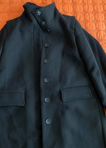 Düğmeli Siyah Kaban - Görsel 5