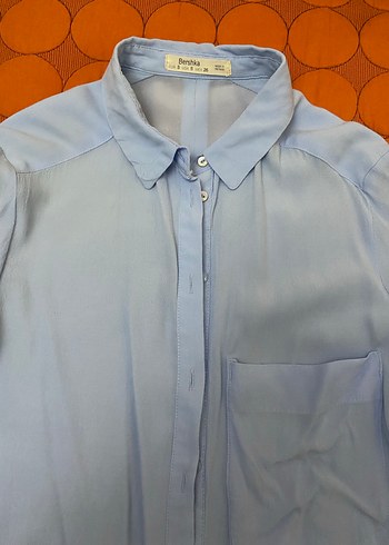 Mavi Düğmeli Uzun Kollu Kadın Gömlek - Görsel 3