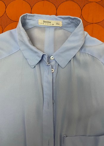 Mavi Düğmeli Uzun Kollu Kadın Gömlek - Görsel 2