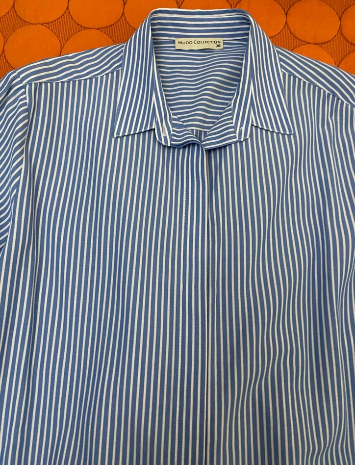 Mudo Collection Kadın Mavi Çizgili Gömlek - Görsel 2