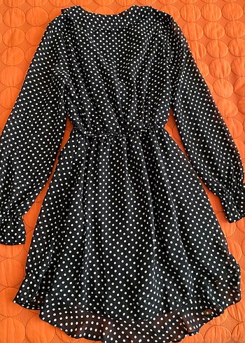 Puantiye Desenli Uzun Kollu Midi Elbise - Görsel 5