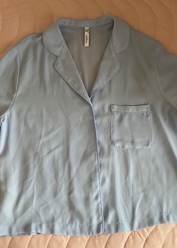 Mavi Düğmeli Kısa Kollu Gömlek - Görsel 2