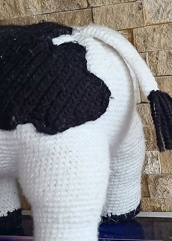 El işi Beyaz Siyah Noktalı Peluş İnek Oyuncak - Görsel 5