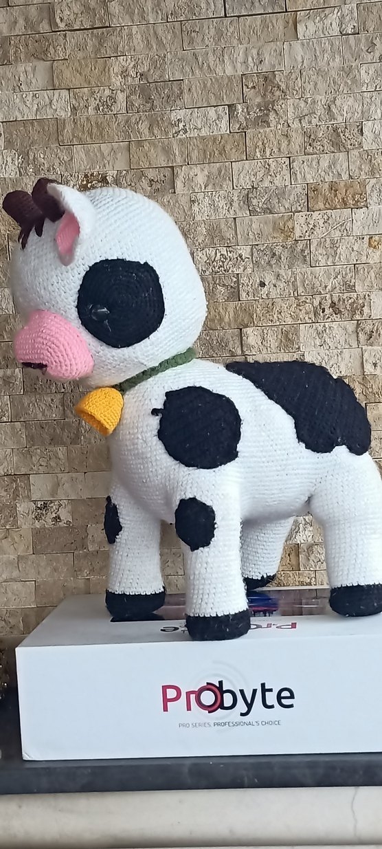 El işi Beyaz Siyah Noktalı Peluş İnek Oyuncak - Görsel 4