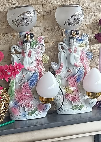 Beyaz Renkli Dekoratif Figürin abajur - Görsel 6