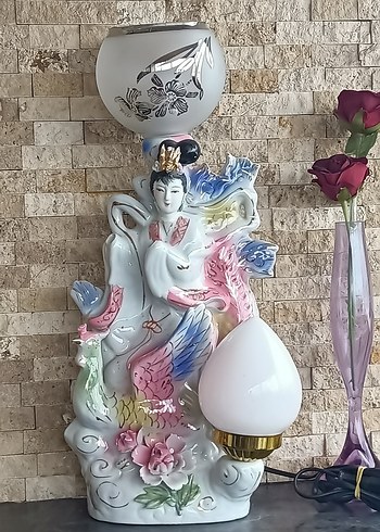 Beyaz Renkli Dekoratif Figürin abajur - Görsel 2