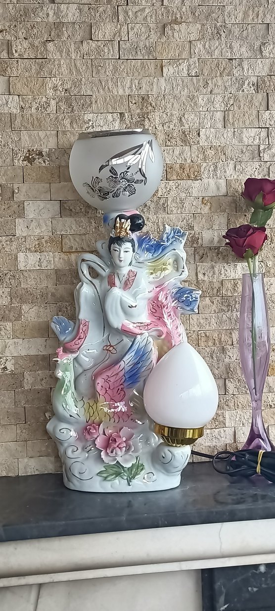 Beyaz Renkli Dekoratif Figürin abajur - Görsel 2