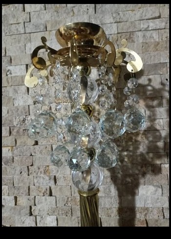 50cm büyük ve ağır şamdan Altın Renkli Kristal Dekoratif Mumluk - Görsel 4