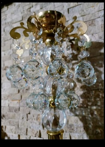 50cm büyük ve ağır şamdan Altın Renkli Kristal Dekoratif Mumluk - Görsel 2