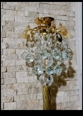 50cm büyük ve ağır şamdan Altın Renkli Kristal Dekoratif Mumluk - Görsel 3