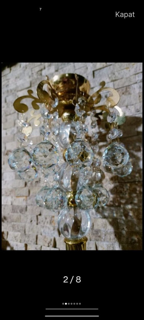 50cm büyük ve ağır şamdan Altın Renkli Kristal Dekoratif Mumluk - Görsel 2