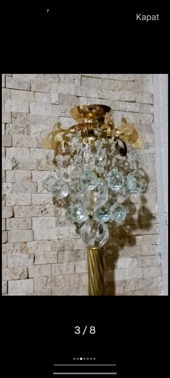 50cm büyük ve ağır şamdan Altın Renkli Kristal Dekoratif Mumluk - Görsel 3