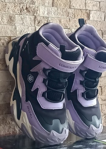 Kız Çocuk Mor Baskılı Cırt Cırtlı Spor Ayakkabı - Görsel 3