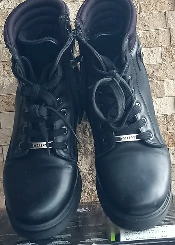 Siyah Gotik Kadın Botları Tokalı Blok Topuk - Görsel 2