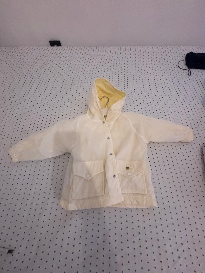 Kız Çocuk Beyaz Keten Düğmeli Ceket - Görsel 2