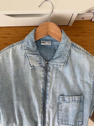 xs Beden mavi Renk Bershka Kısa Denim Tulum