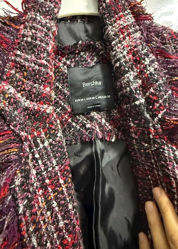 Bordo Uzun Kadın Desenli Düğmeli Kaban - Görsel 2