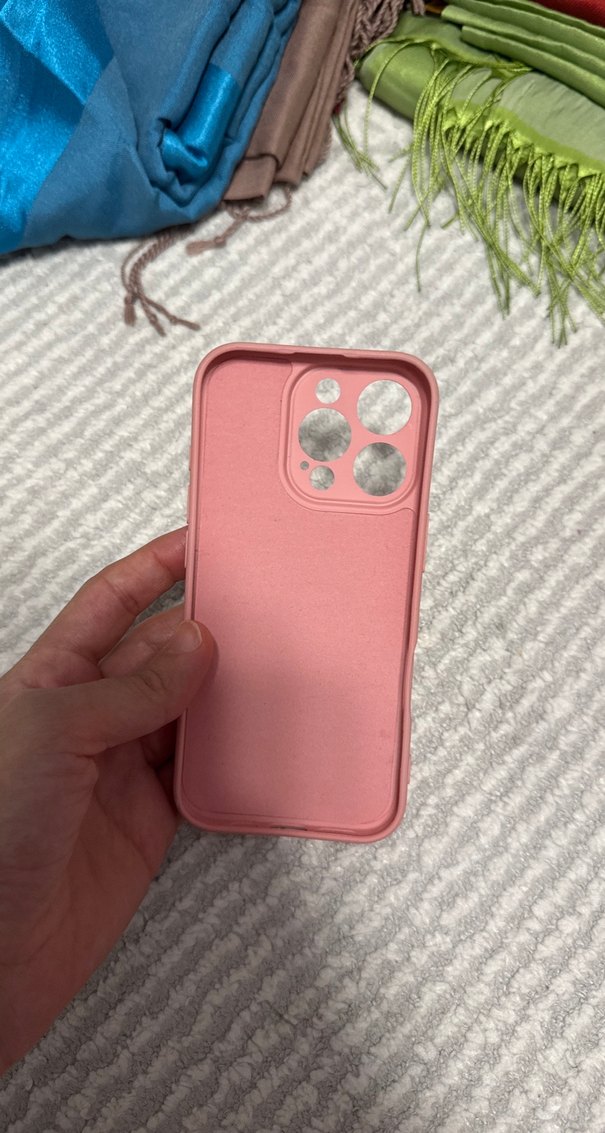 16 pro Düğmeli Pastel Pembe Bohem Telefon Kılıfı - Görsel 2