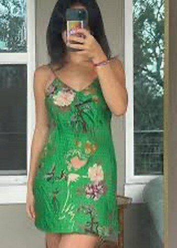 Yeşil Drapeli Mini Elbise - Görsel 3