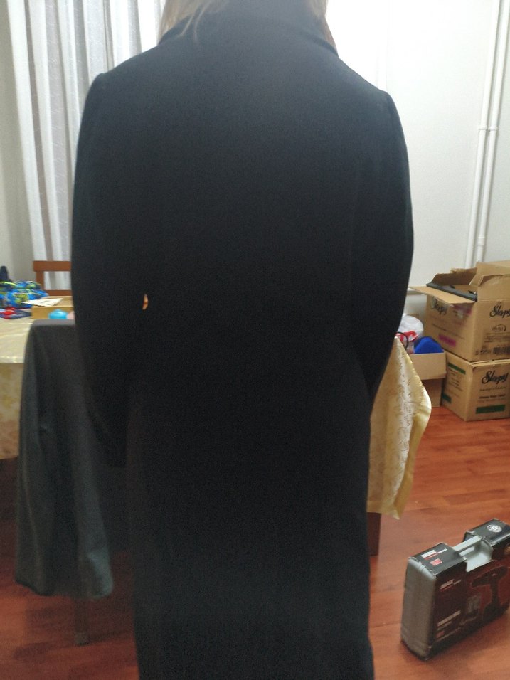 Kadın Düğmeli Siyah Yün Midi palto - Görsel 3