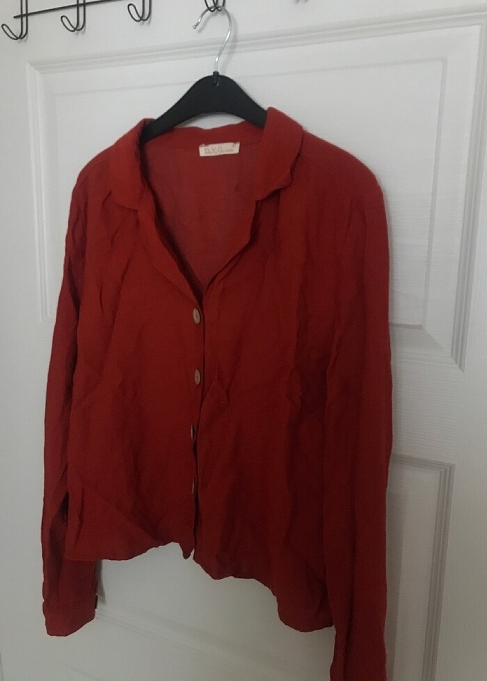 Kiremit rengi gömlek - Görsel 4