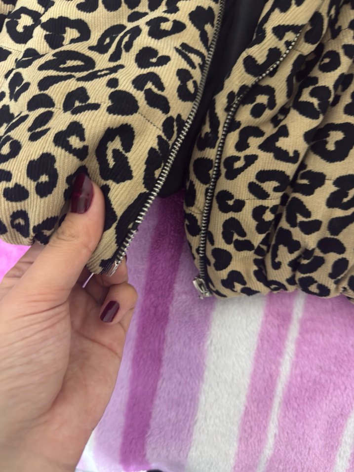 Kahverengi Leopar Desenli Kadın Mont - Görsel 2