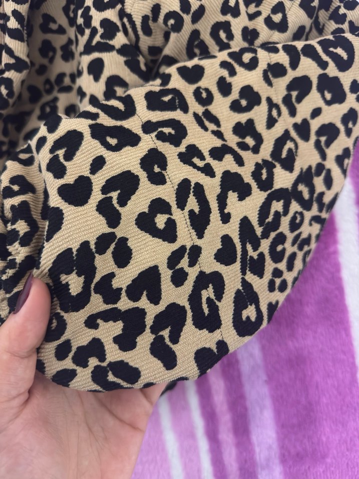 Kahverengi Leopar Desenli Kadın Mont - Görsel 5