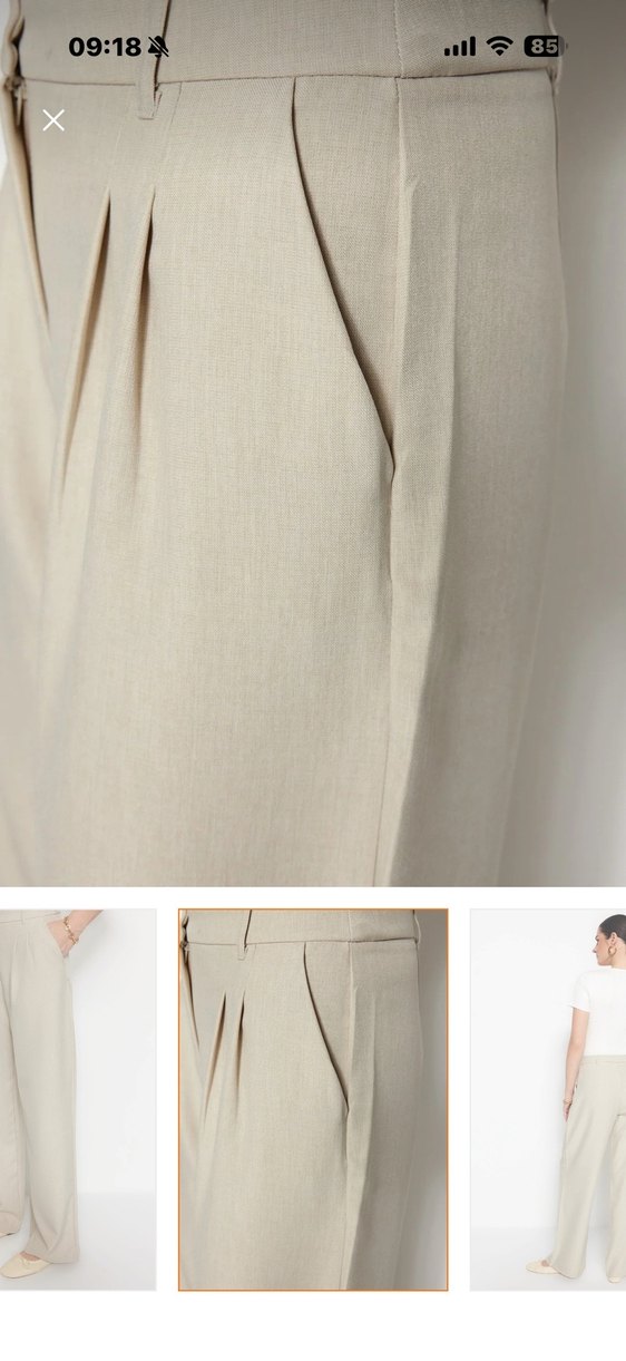 Bej Kadın Keten Kumaş Pantolon - Görsel 4