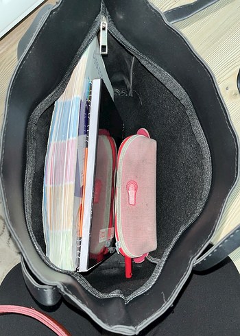 Siyah Deri büyük boy kadın çanta - Görsel 2