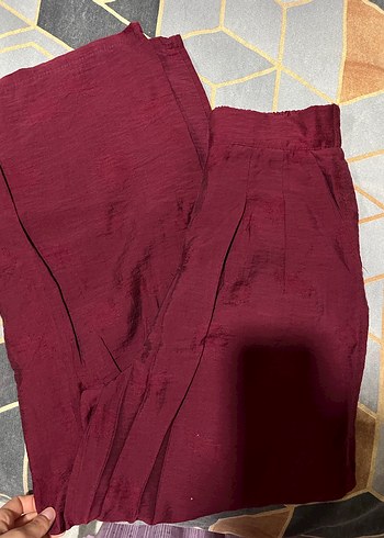 Bordo Salaş Midi Kadın Pantolon - Görsel 2