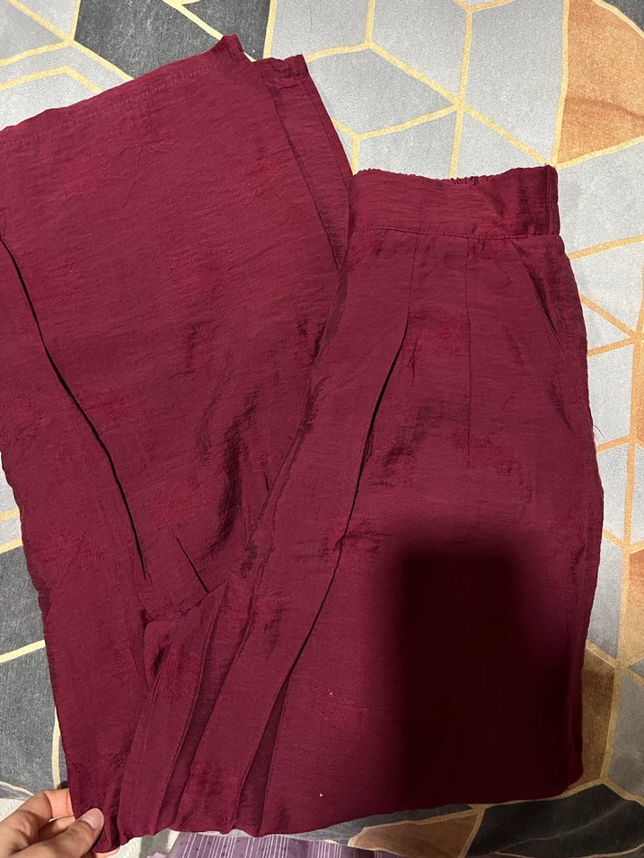 Bordo Salaş Midi Kadın Pantolon - Görsel 2