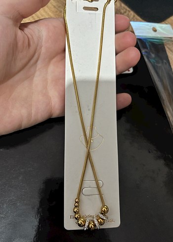 Zincir Detaylı Altın Rengi Midi Kolye - Görsel 2