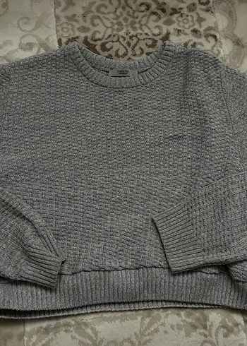 Gri Örgü crop Kadın Kazak - Görsel 2