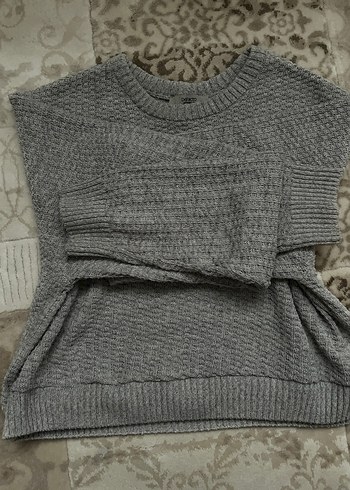 Gri Örgü crop Kadın Kazak - Görsel 3