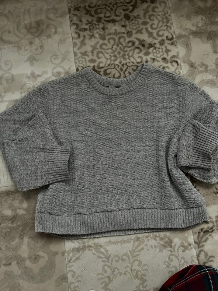 Gri Örgü crop Kadın Kazak - Görsel 4