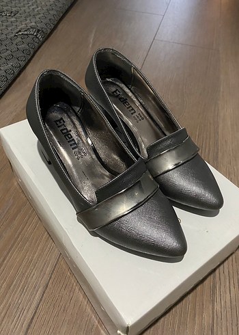 Diğer Tokalı Gri Kadın Topuklu Ofis Ayakkabısı