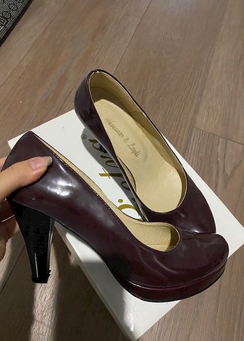 Bordo Rugan Platform Topuklu Kadın Stiletto