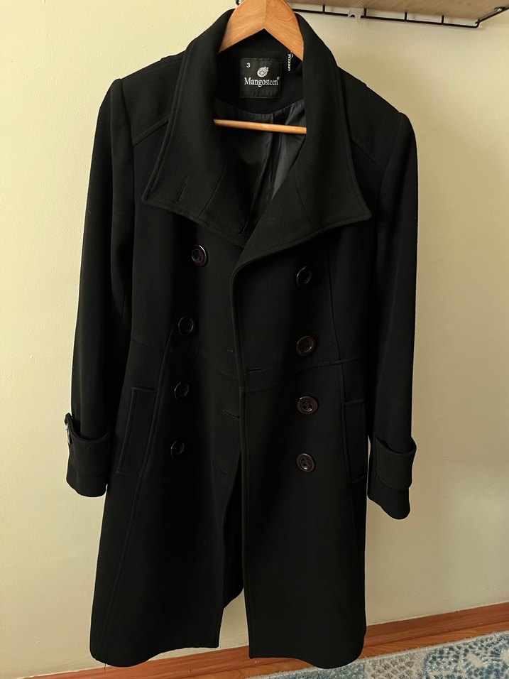 Siyah Çift Düğmeli Kaban - Görsel 2