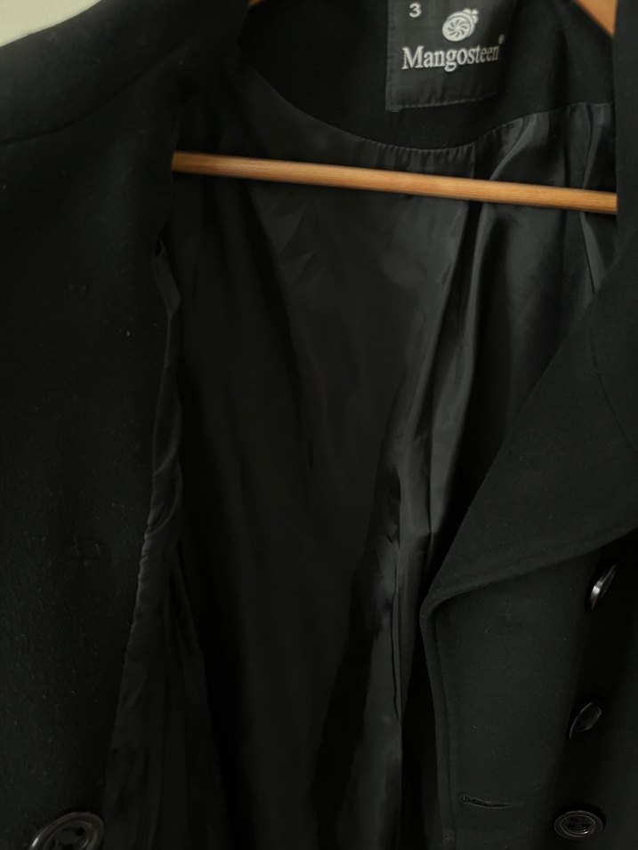 Siyah Çift Düğmeli Kaban - Görsel 4