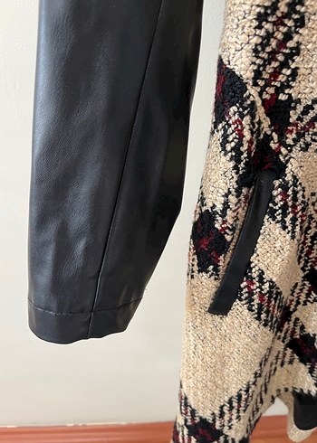 Kahverengi Desenli Kadın Uzun Kaban - Görsel 4