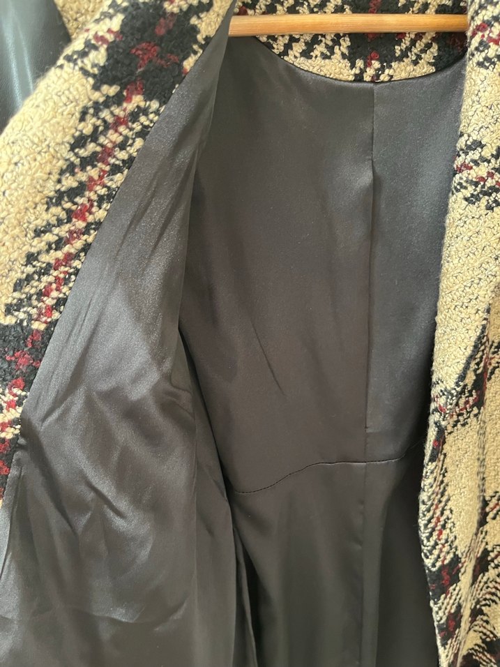 Kahverengi Desenli Kadın Uzun Kaban - Görsel 5