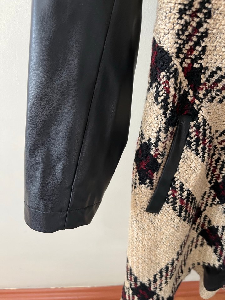 Kahverengi Desenli Kadın Uzun Kaban - Görsel 4